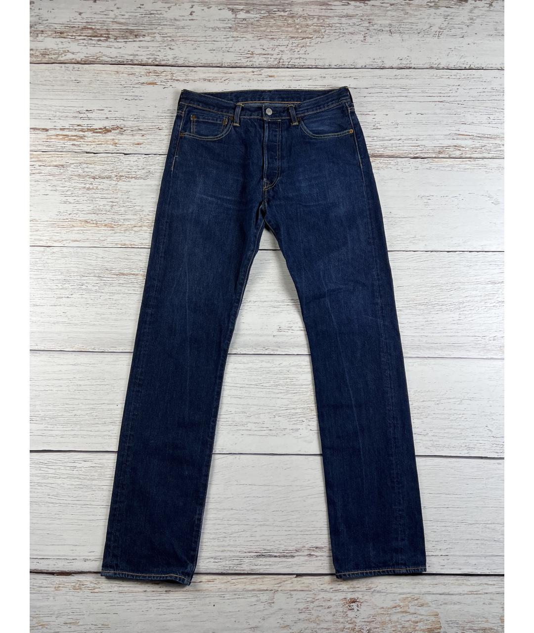 LEVI'S Темно-синие хлопковые прямые джинсы, фото 7