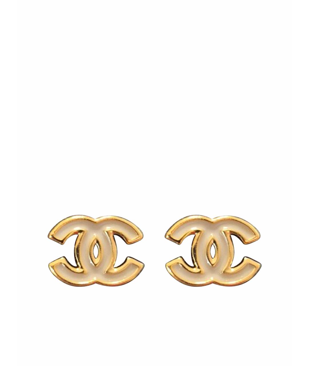 CHANEL Бежевые металлические серьги, фото 1