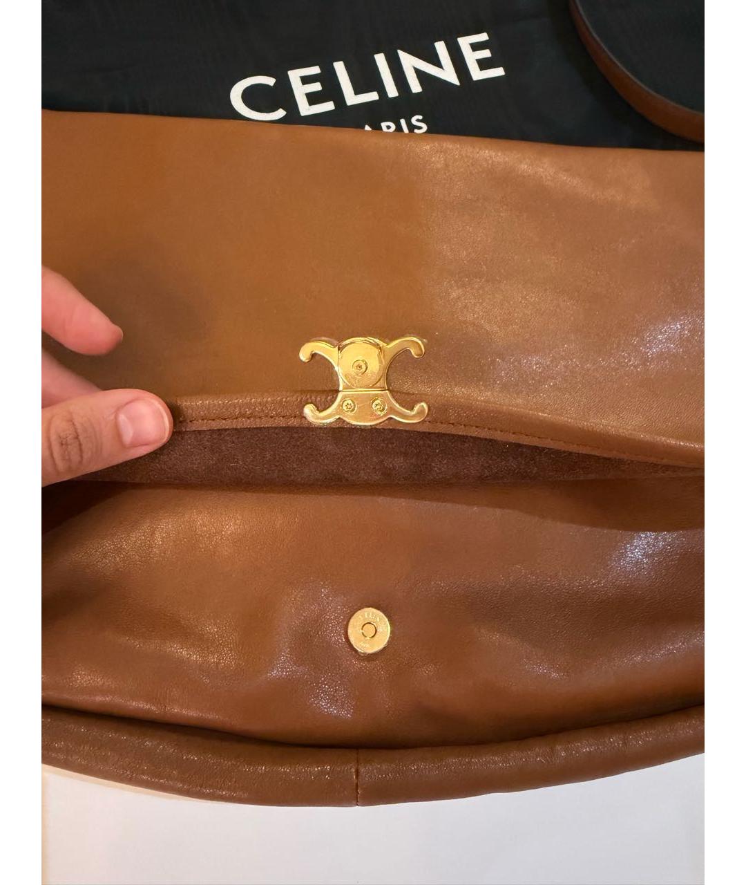 CELINE Коричневая кожаная сумка через плечо, фото 4