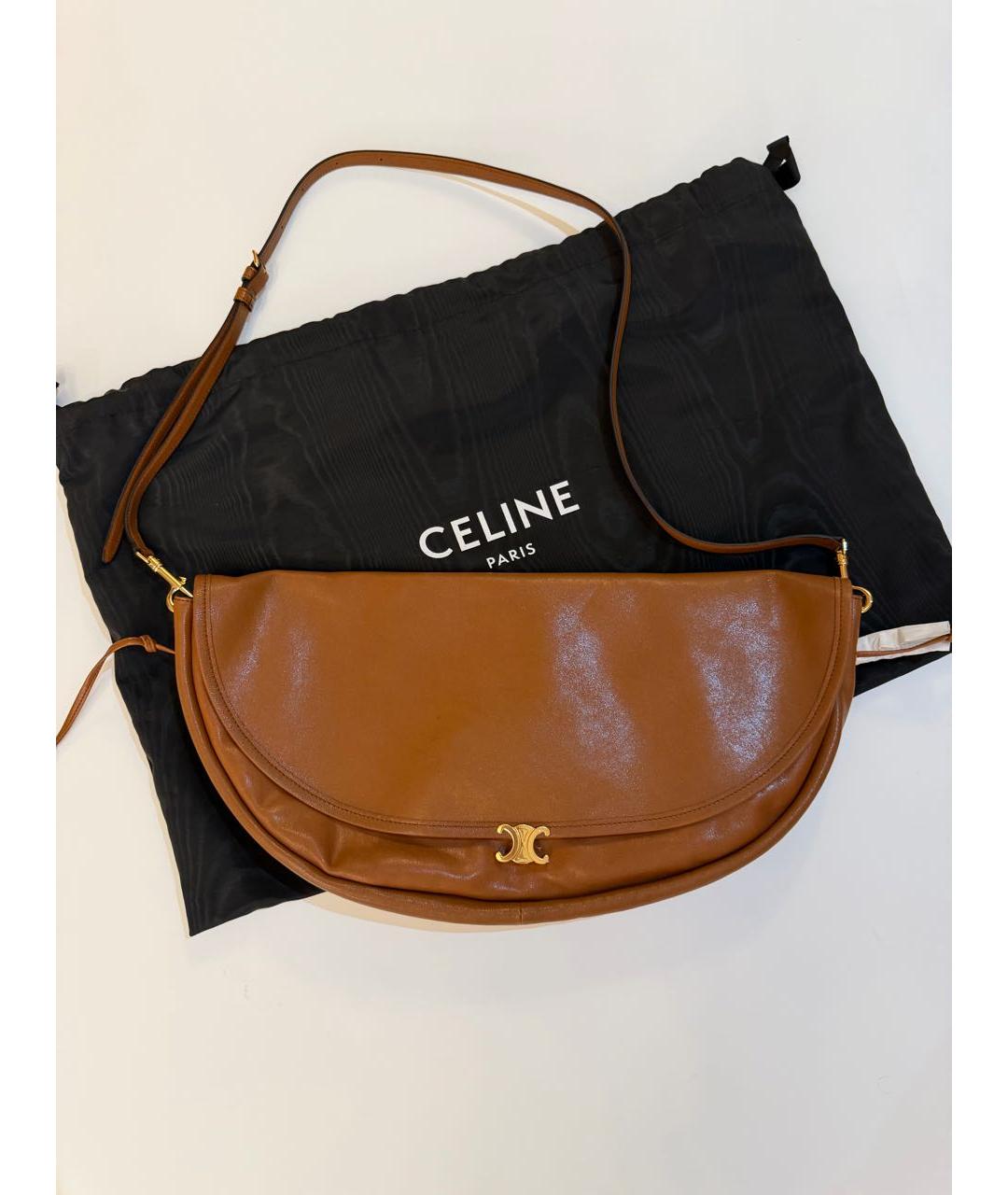 CELINE Коричневая кожаная сумка через плечо, фото 9
