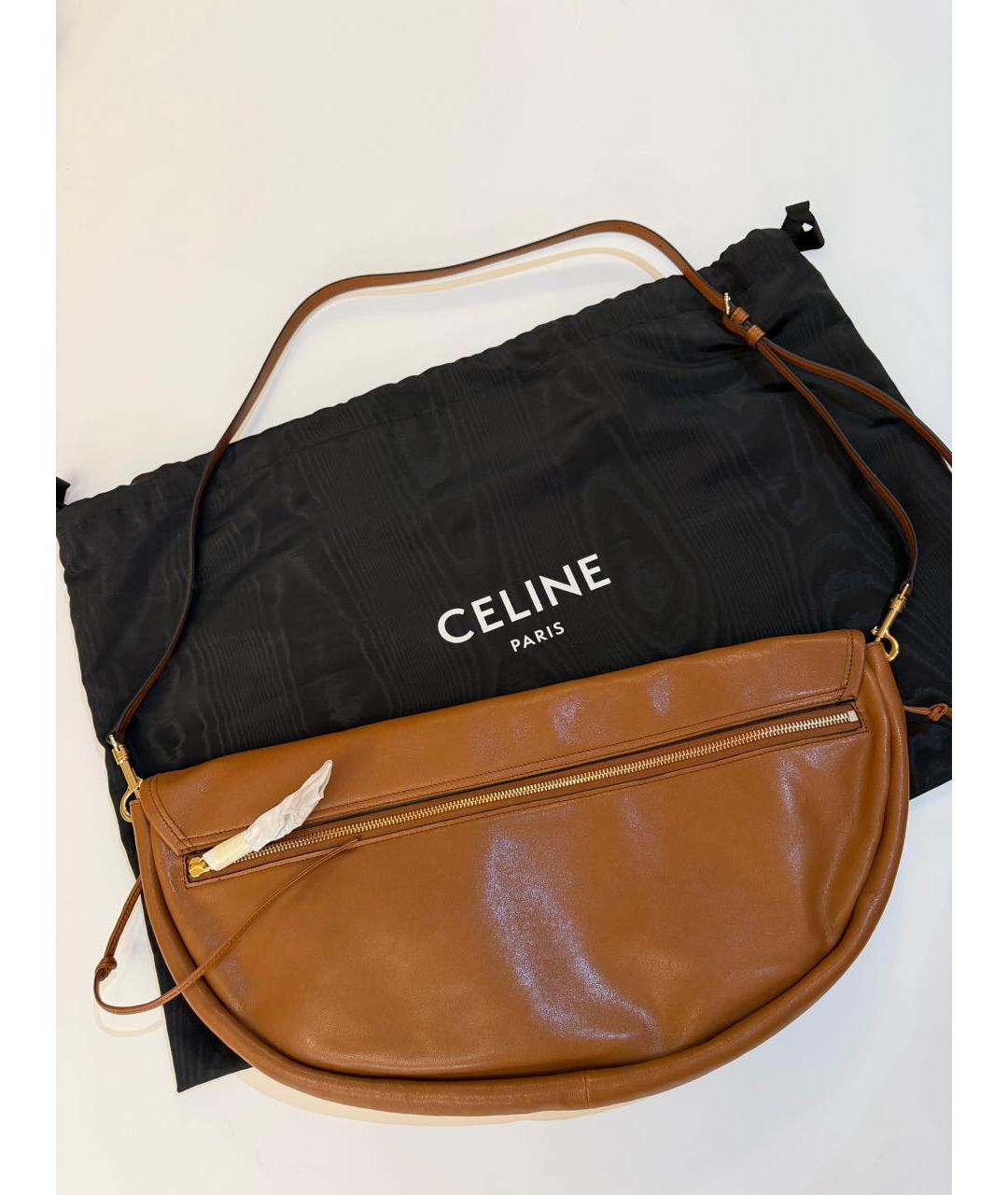 CELINE Коричневая кожаная сумка через плечо, фото 7