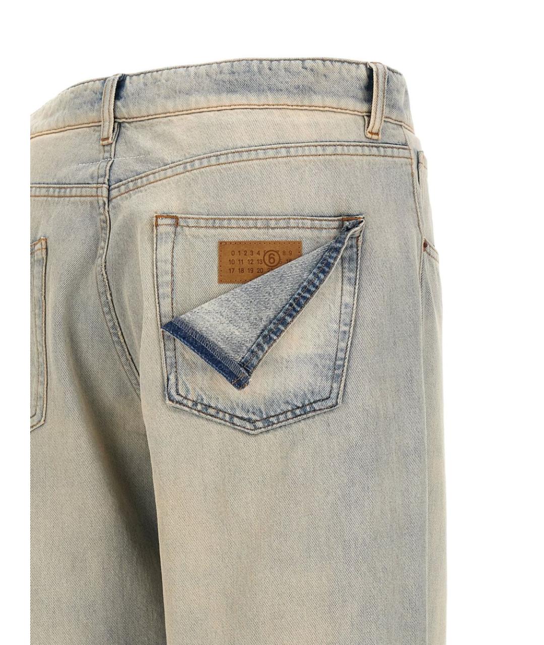 MM6 MAISON MARGIELA Голубые хлопковые прямые джинсы, фото 4