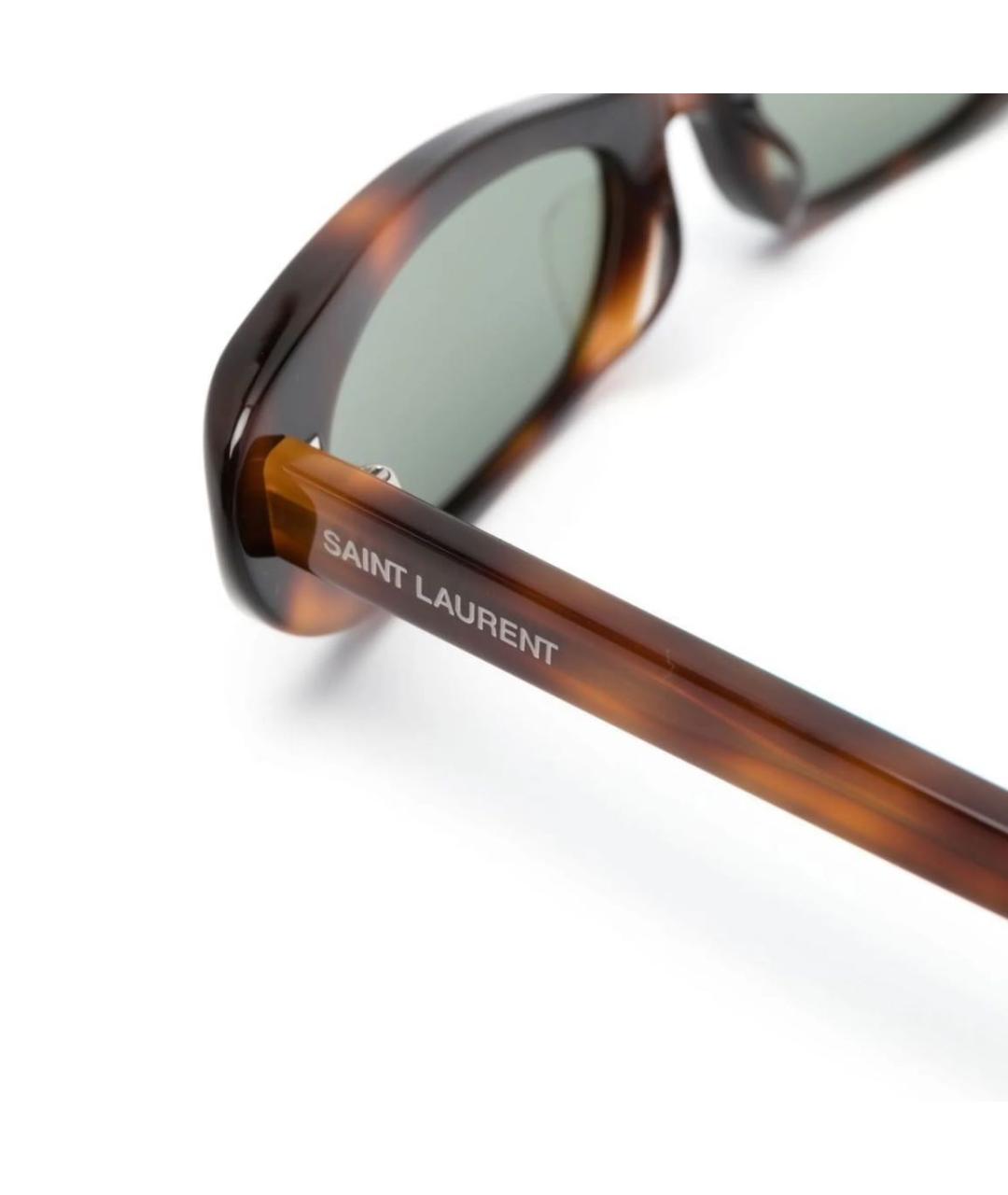 SAINT LAURENT Коричневые пластиковые солнцезащитные очки, фото 3