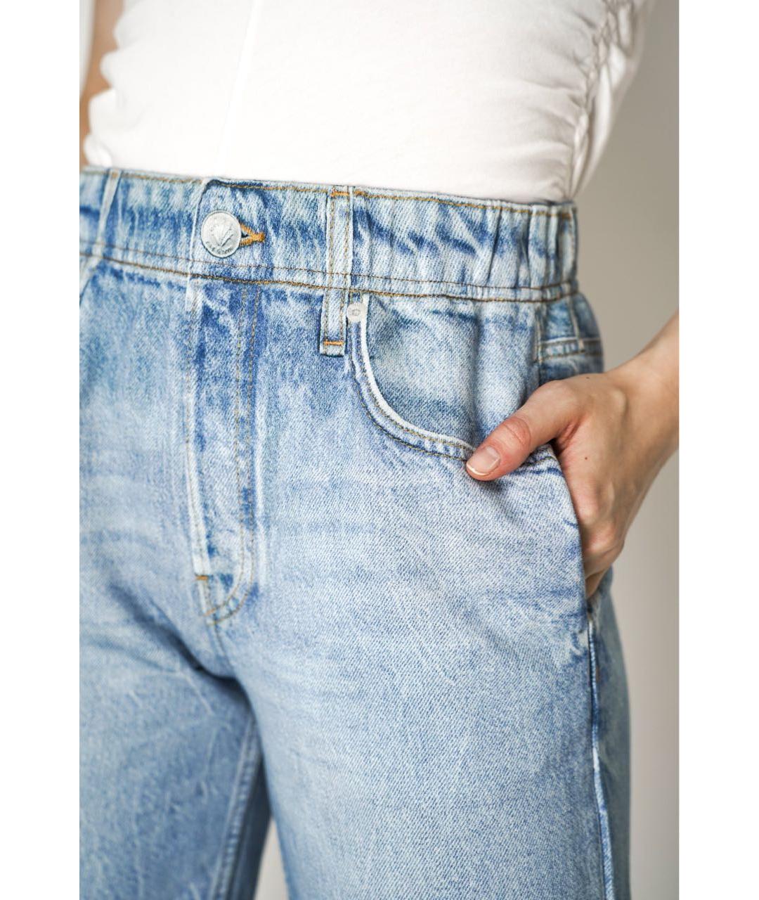 RAG & BONE Голубые хлопковые прямые джинсы, фото 3