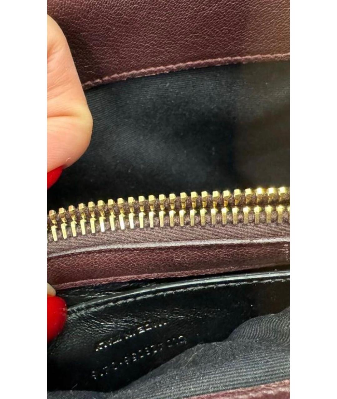 SAINT LAURENT Бордовая кожаная сумка через плечо, фото 4