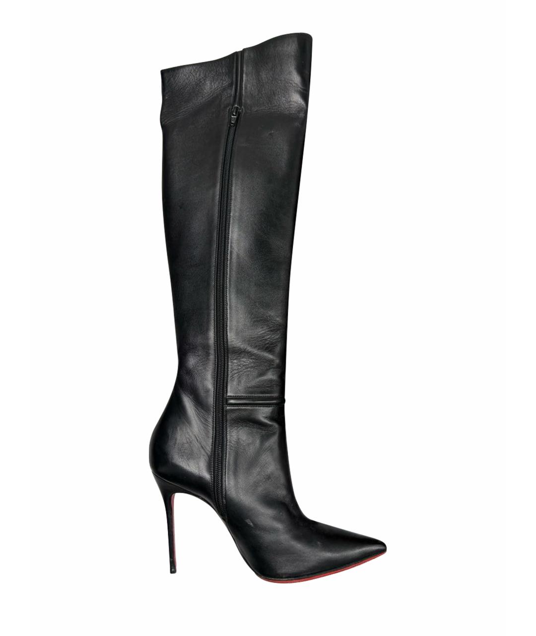 CHRISTIAN LOUBOUTIN Черные кожаные сапоги, фото 1