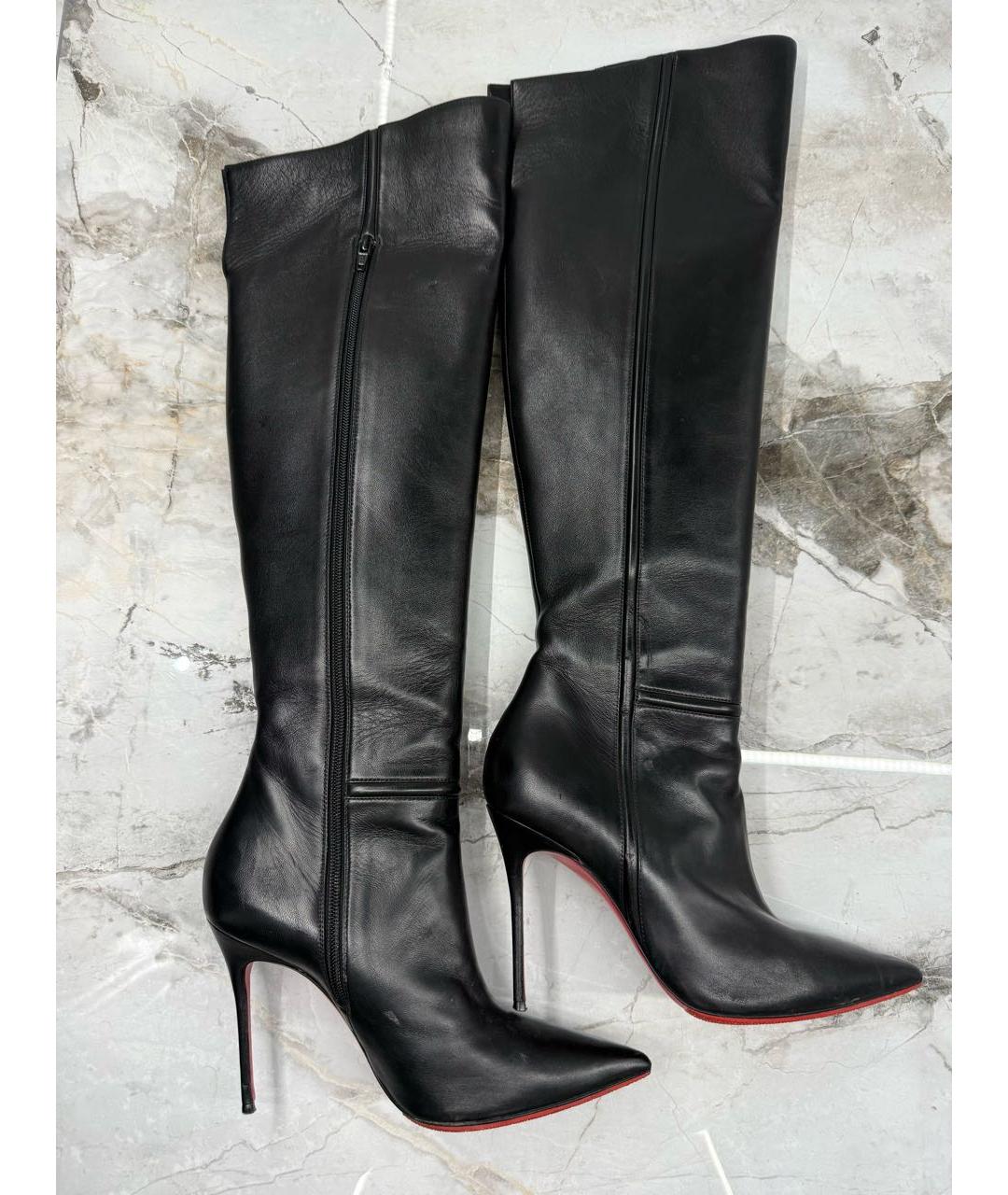 CHRISTIAN LOUBOUTIN Черные кожаные сапоги, фото 8