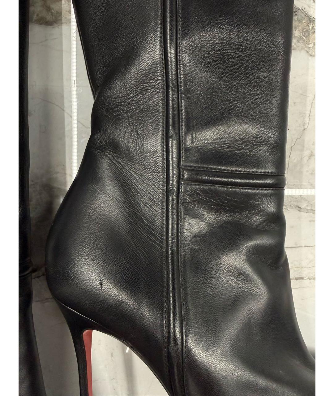 CHRISTIAN LOUBOUTIN Черные кожаные сапоги, фото 5