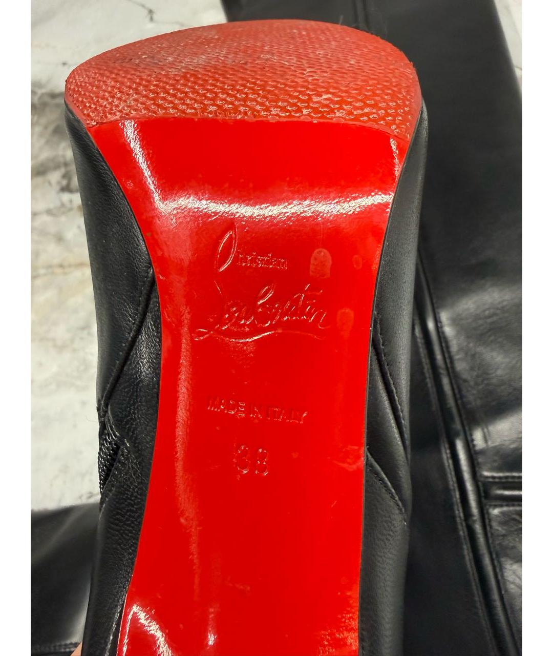 CHRISTIAN LOUBOUTIN Черные кожаные сапоги, фото 2