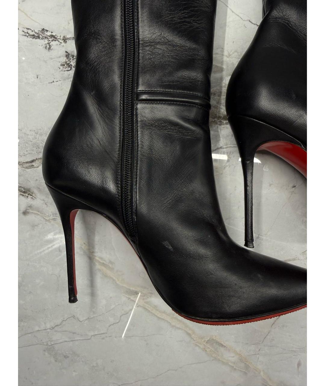 CHRISTIAN LOUBOUTIN Черные кожаные сапоги, фото 4