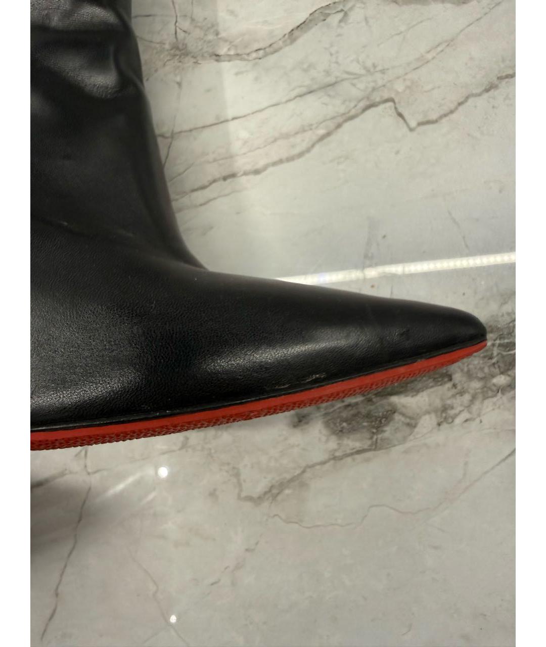 CHRISTIAN LOUBOUTIN Черные кожаные сапоги, фото 6