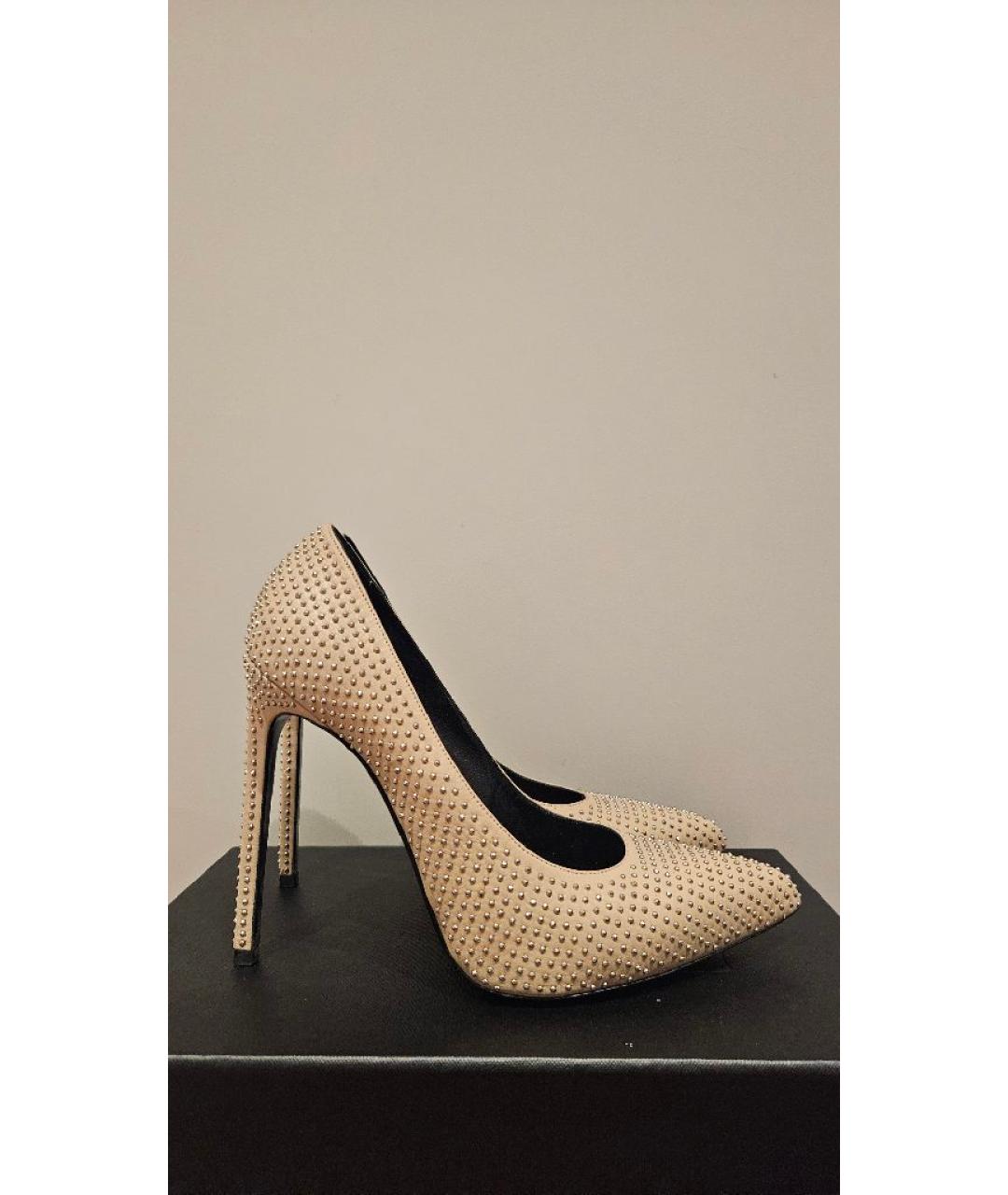 SAINT LAURENT Бежевые кожаные туфли, фото 5