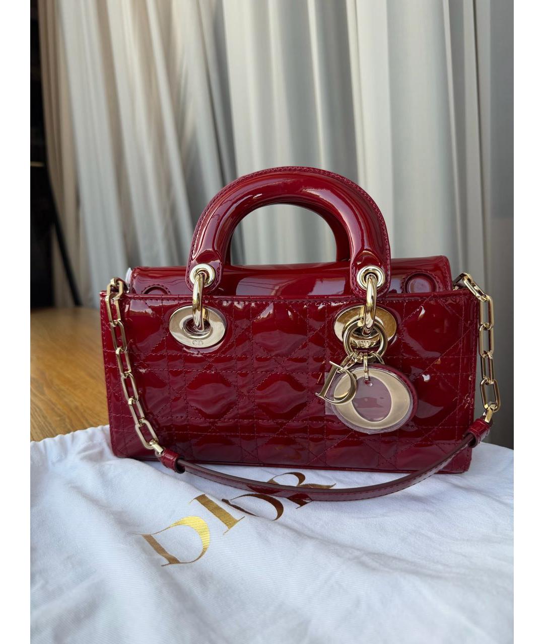 CHRISTIAN DIOR Бордовая сумка с короткими ручками из лакированной кожи, фото 8