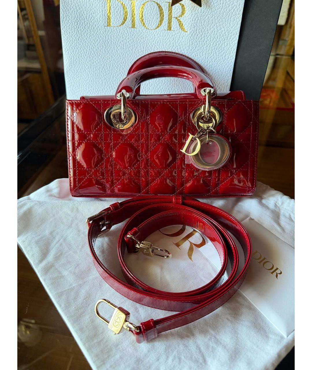 CHRISTIAN DIOR Бордовая сумка с короткими ручками из лакированной кожи, фото 6
