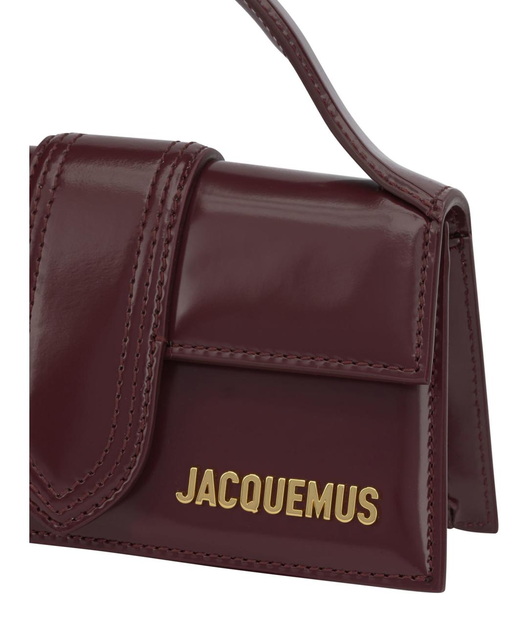 JACQUEMUS Бордовая кожаная сумка с короткими ручками, фото 4