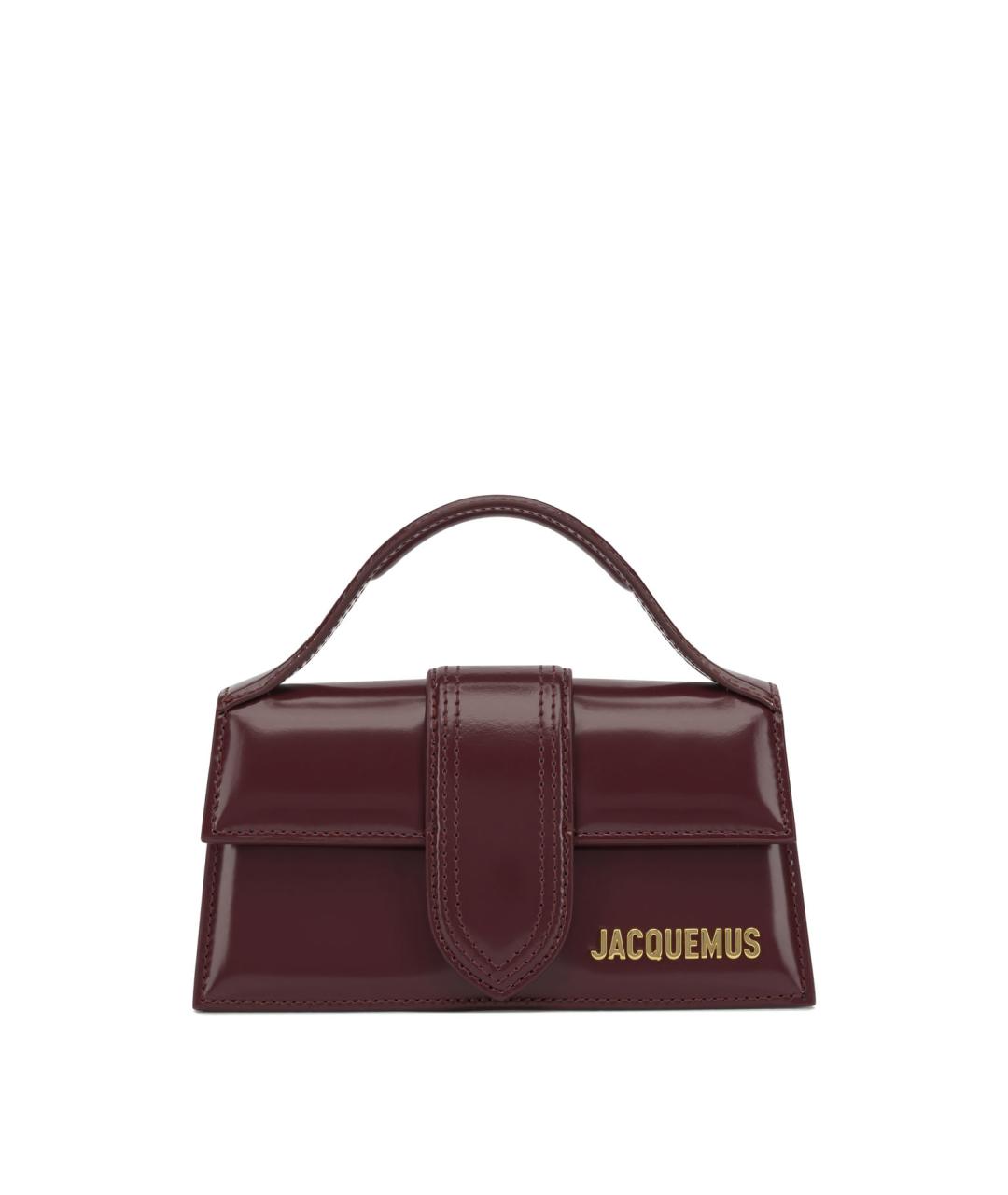 JACQUEMUS Бордовая кожаная сумка с короткими ручками, фото 1