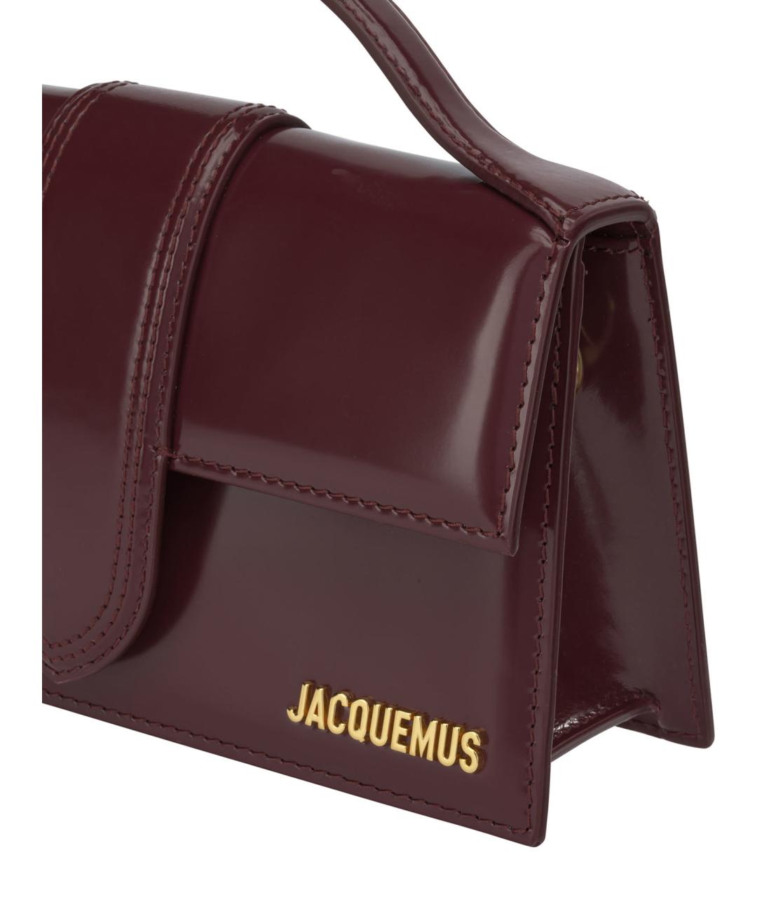 JACQUEMUS Бордовая кожаная сумка с короткими ручками, фото 4