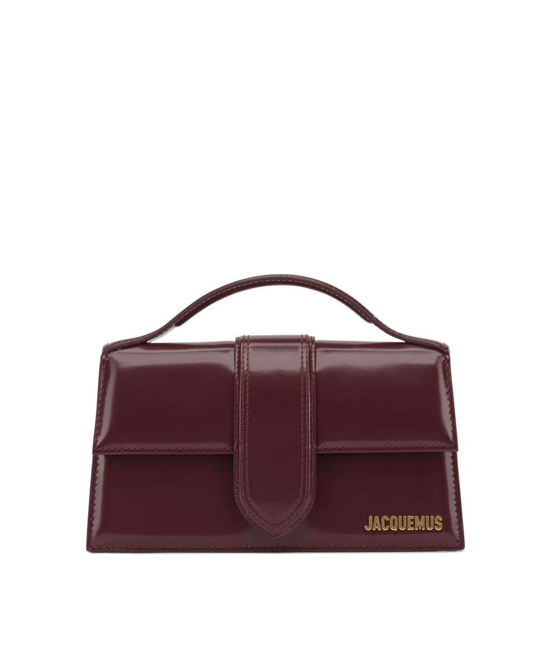 JACQUEMUS Бордовая кожаная сумка с короткими ручками, фото 1