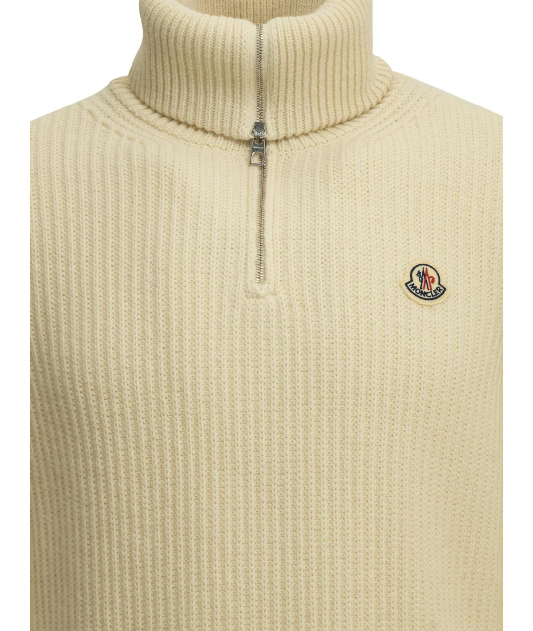 MONCLER Бежевый шерстяной джемпер / свитер, фото 3