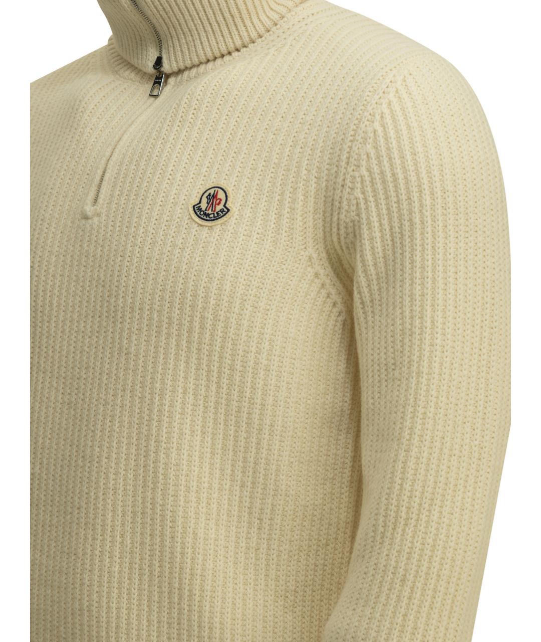 MONCLER Бежевый шерстяной джемпер / свитер, фото 4