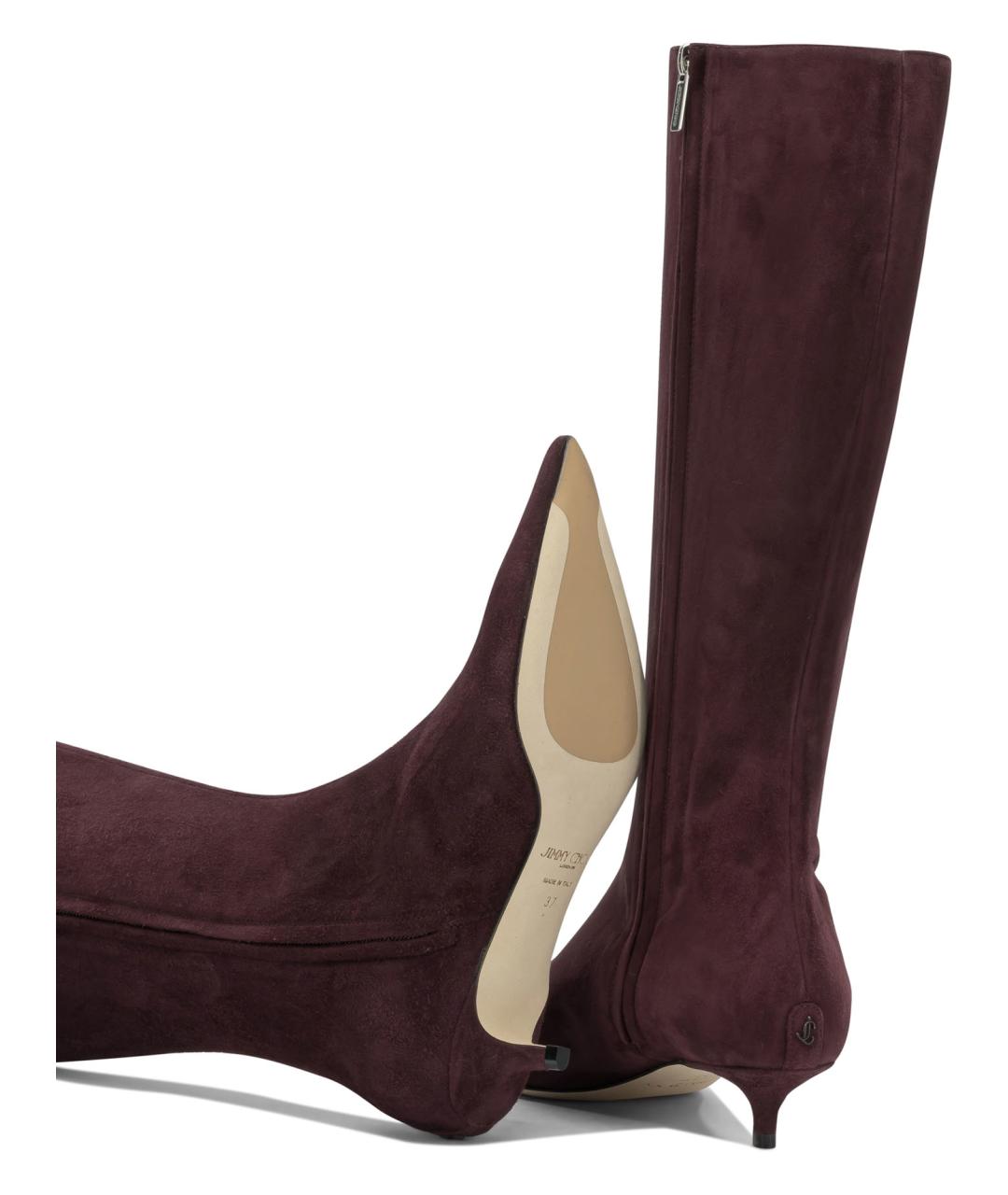 JIMMY CHOO Бордовые замшевые ботильоны, фото 5
