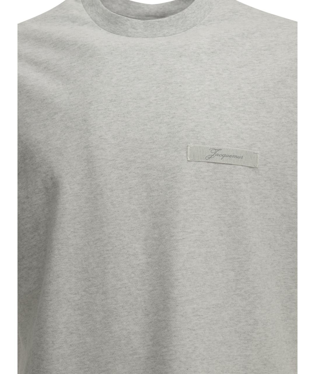 JACQUEMUS Серая хлопковая футболка, фото 3