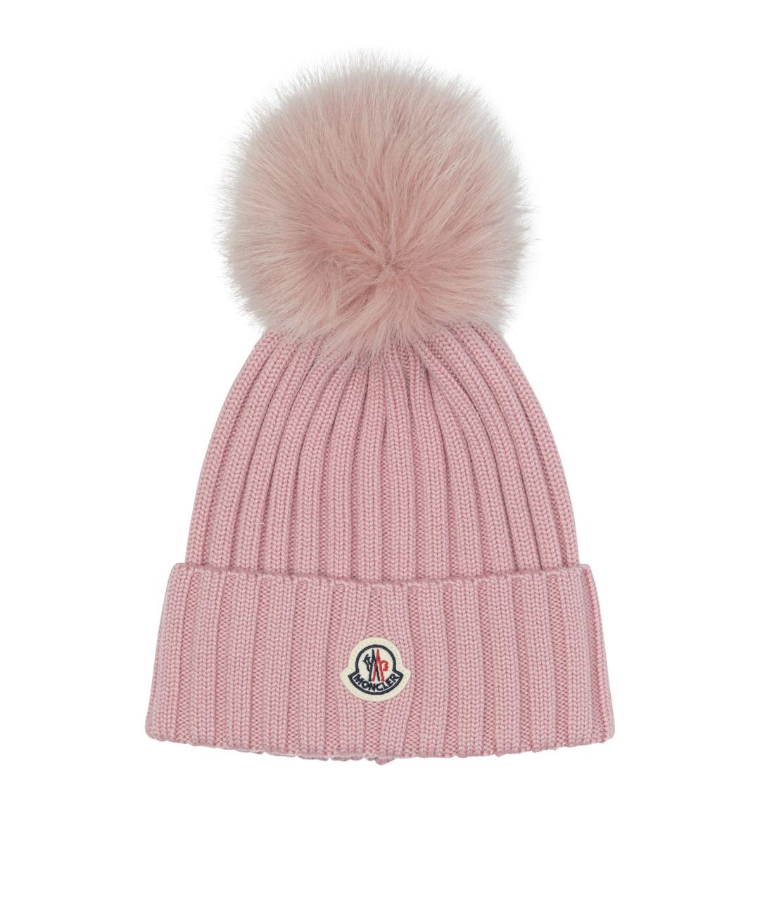 MONCLER Розовая шерстяная шапка, фото 1