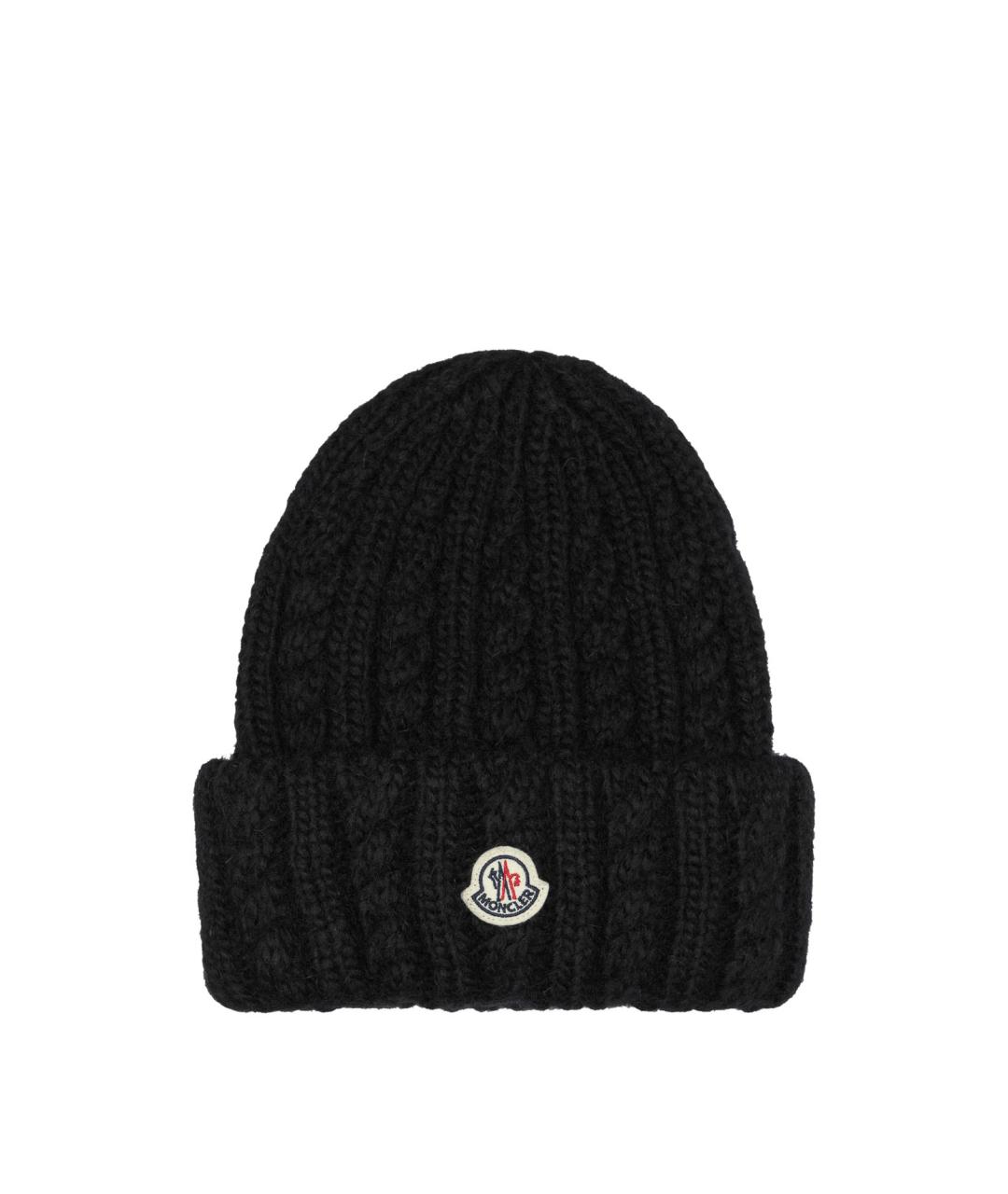 MONCLER Черная шерстяная шапка, фото 1
