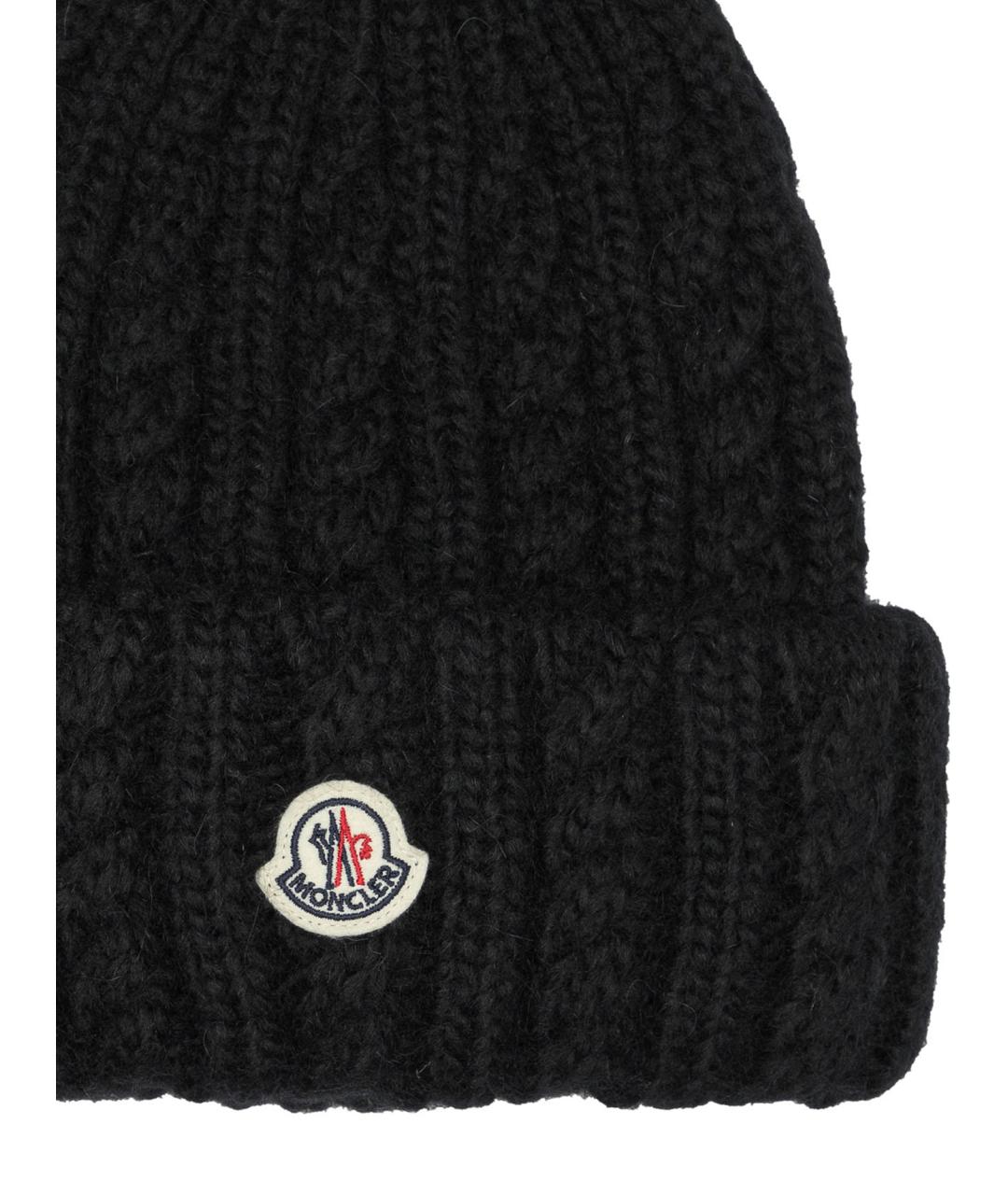 MONCLER Черная шерстяная шапка, фото 3