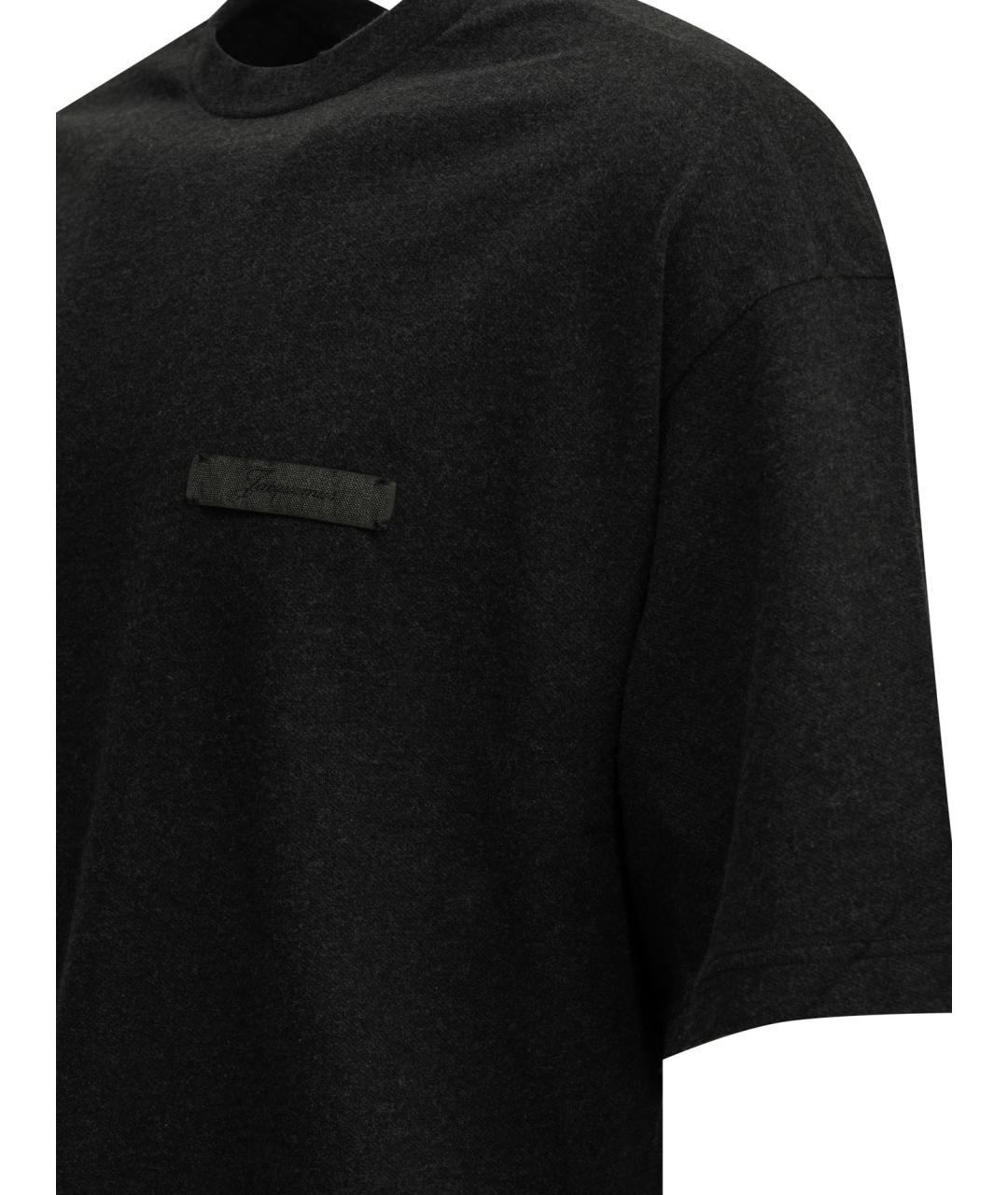 JACQUEMUS Серая хлопковая футболка, фото 4