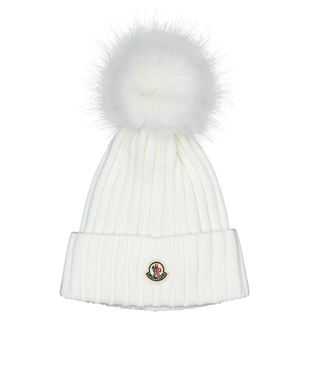 MONCLER Белая шерстяная шапка, фото 1