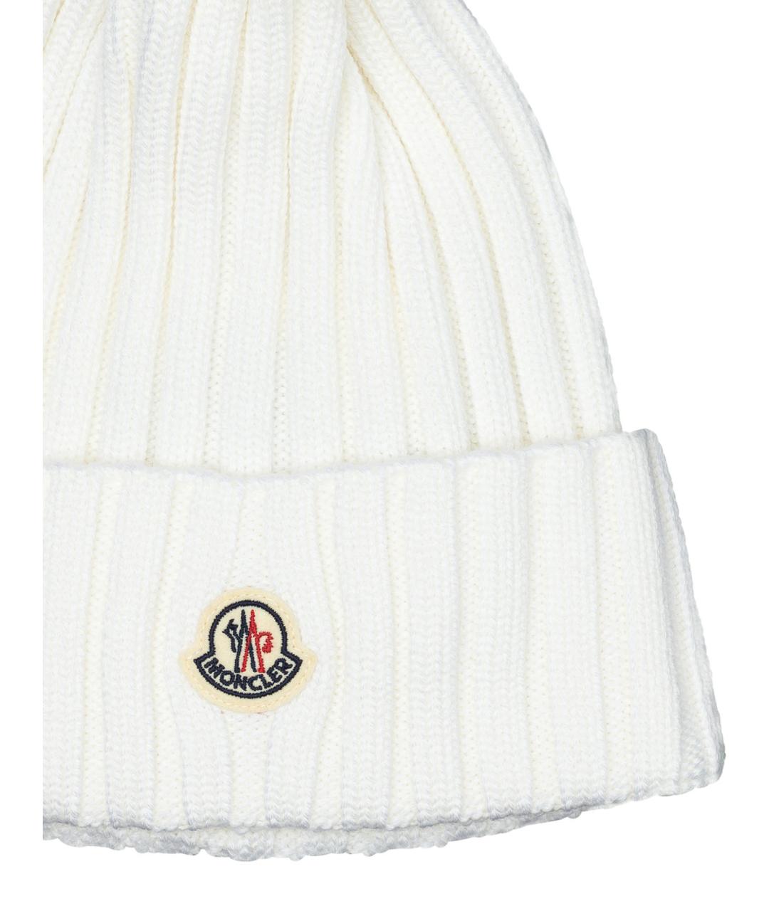 MONCLER Белая шерстяная шапка, фото 3