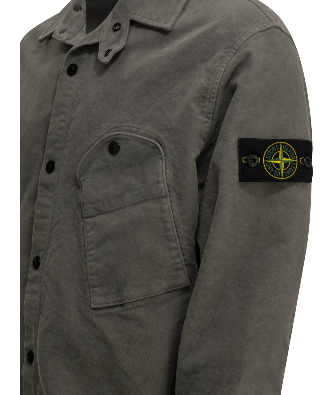 STONE ISLAND Серая хлопковая кэжуал рубашка, фото 4