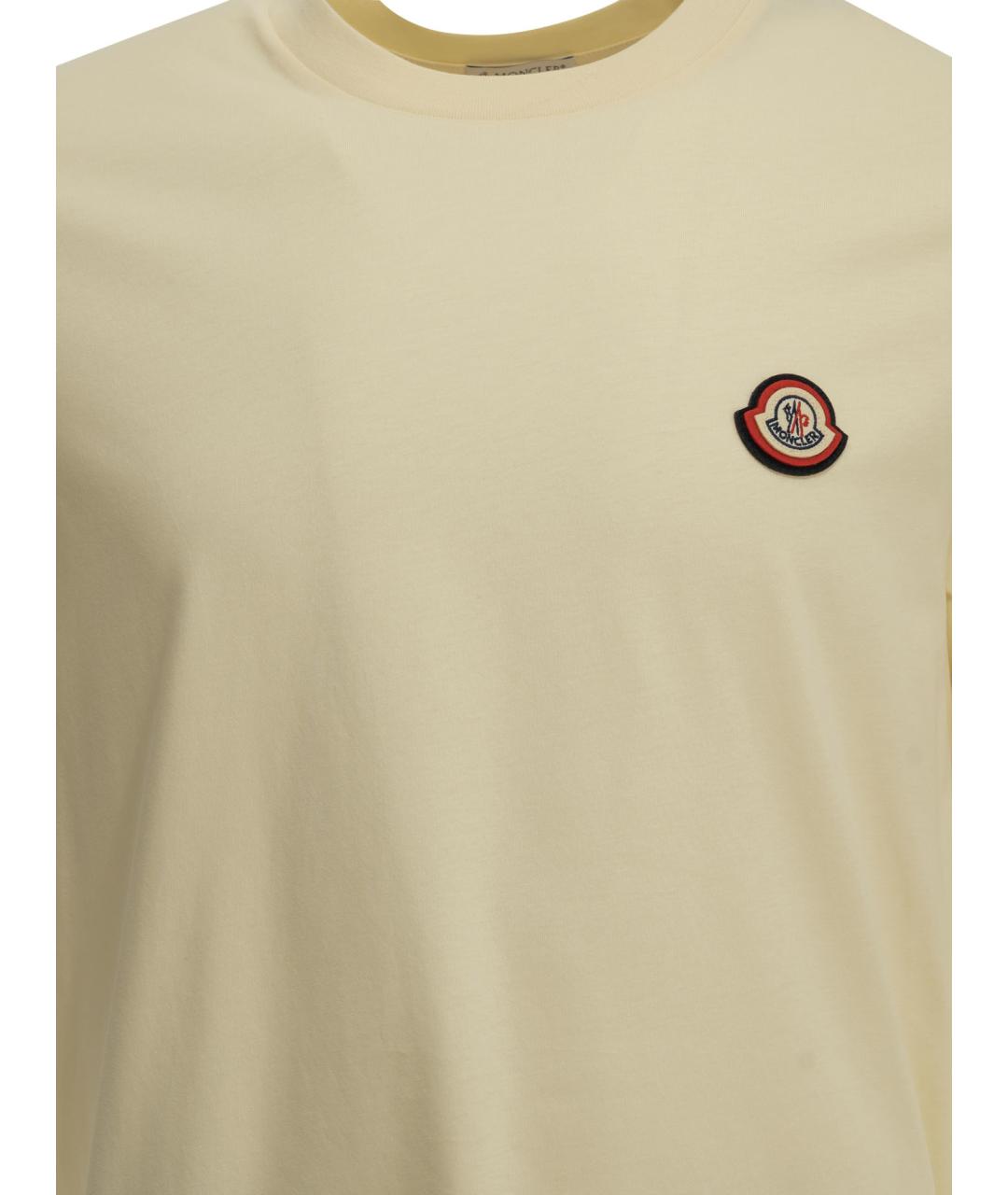 MONCLER Бежевая хлопковая футболка, фото 3