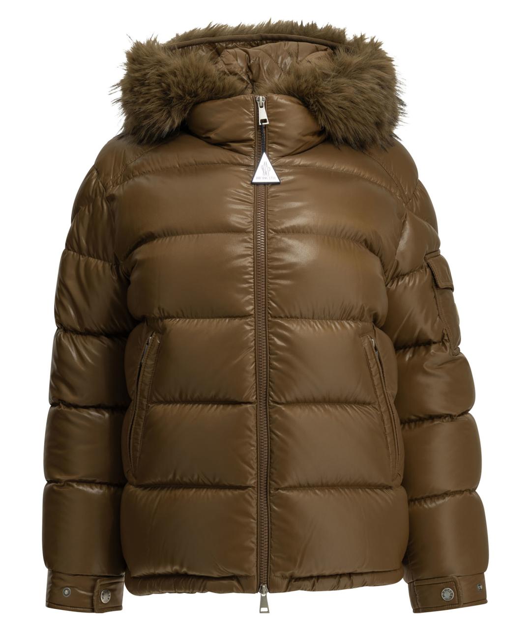 MONCLER Коричневая полиамидовая куртка, фото 1
