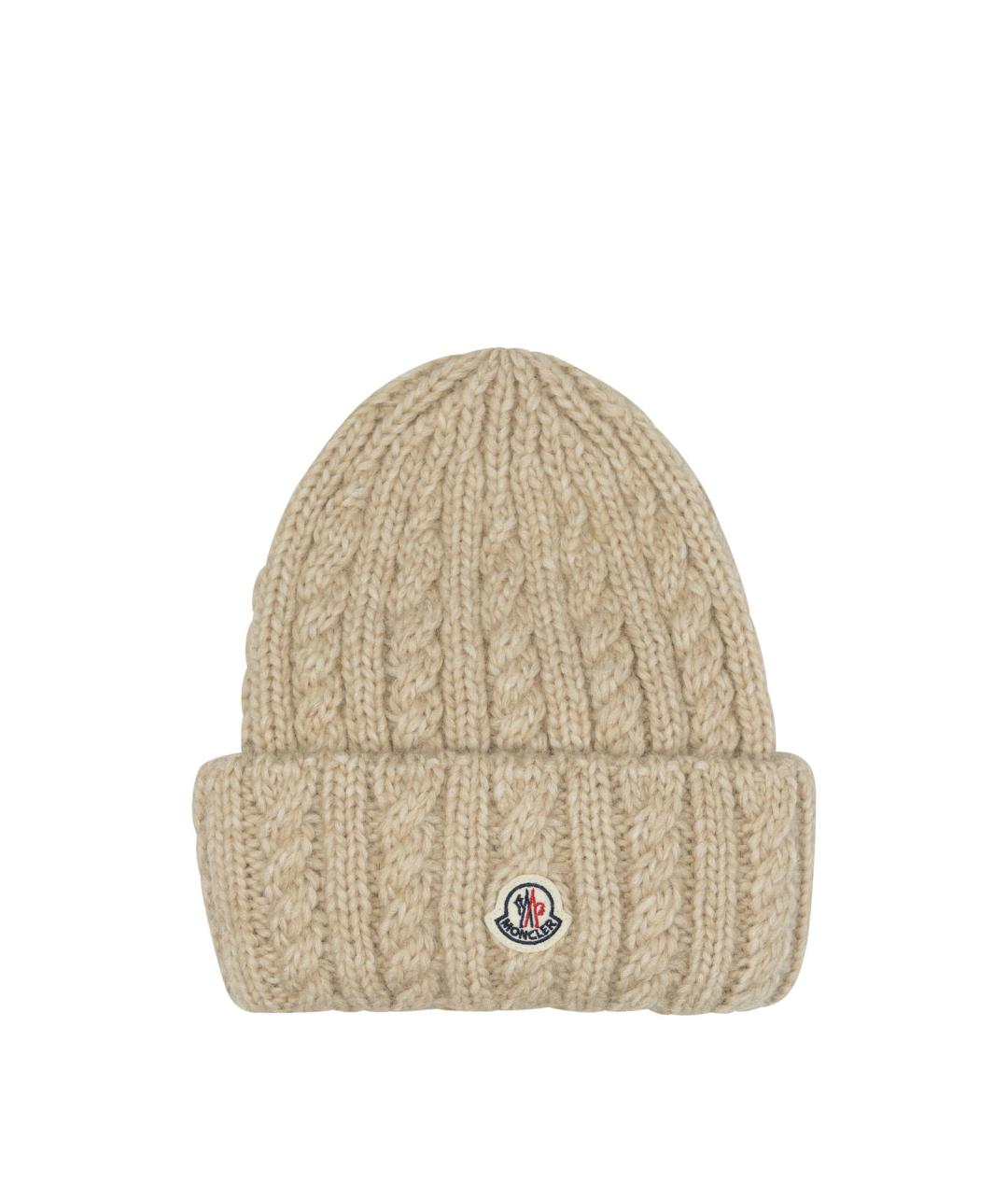 MONCLER Бежевая шерстяная шапка, фото 1