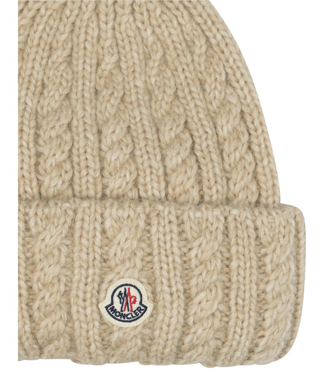 MONCLER Бежевая шерстяная шапка, фото 3