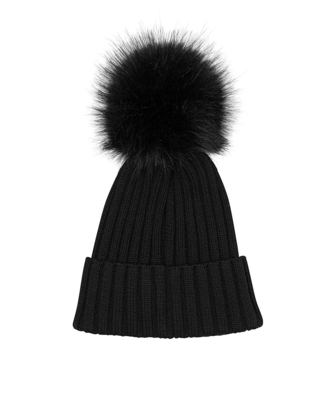 MONCLER Черная шерстяная шапка, фото 2