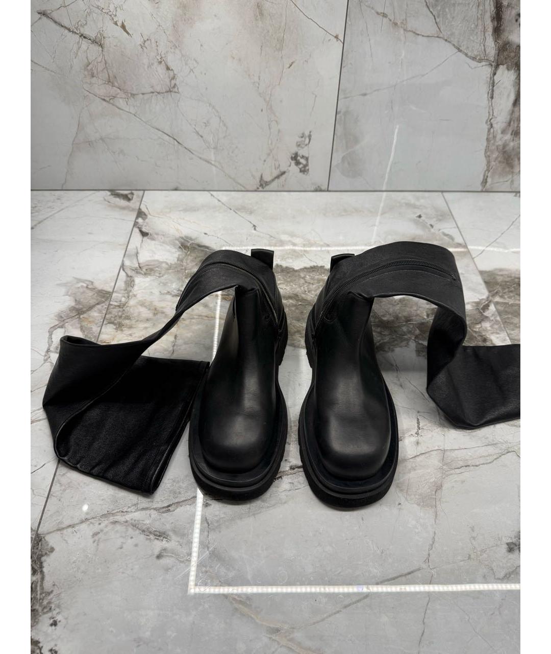 BOTTEGA VENETA Черные кожаные ботфорты, фото 2