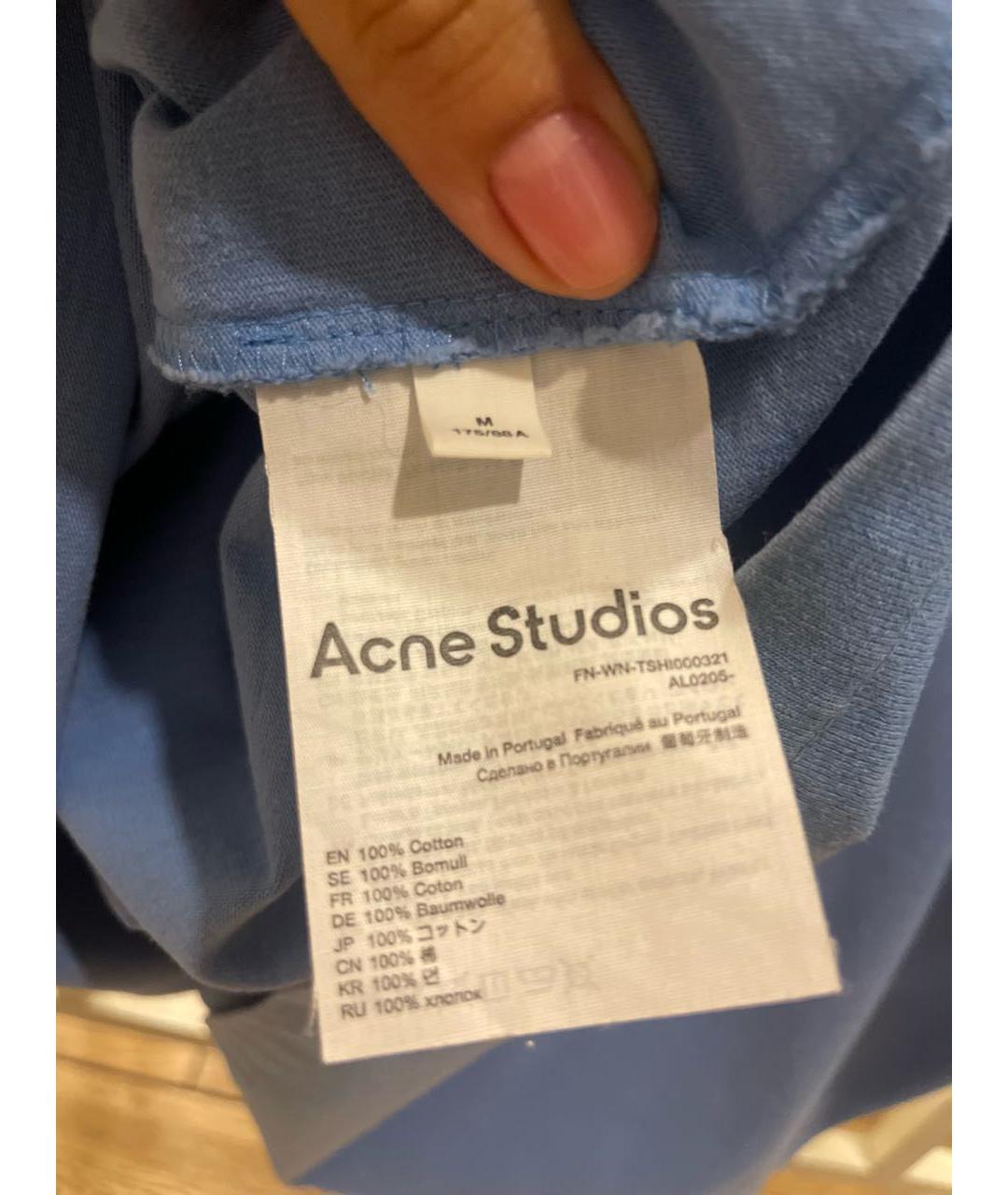 ACNE STUDIOS Синяя хлопковая футболка, фото 4