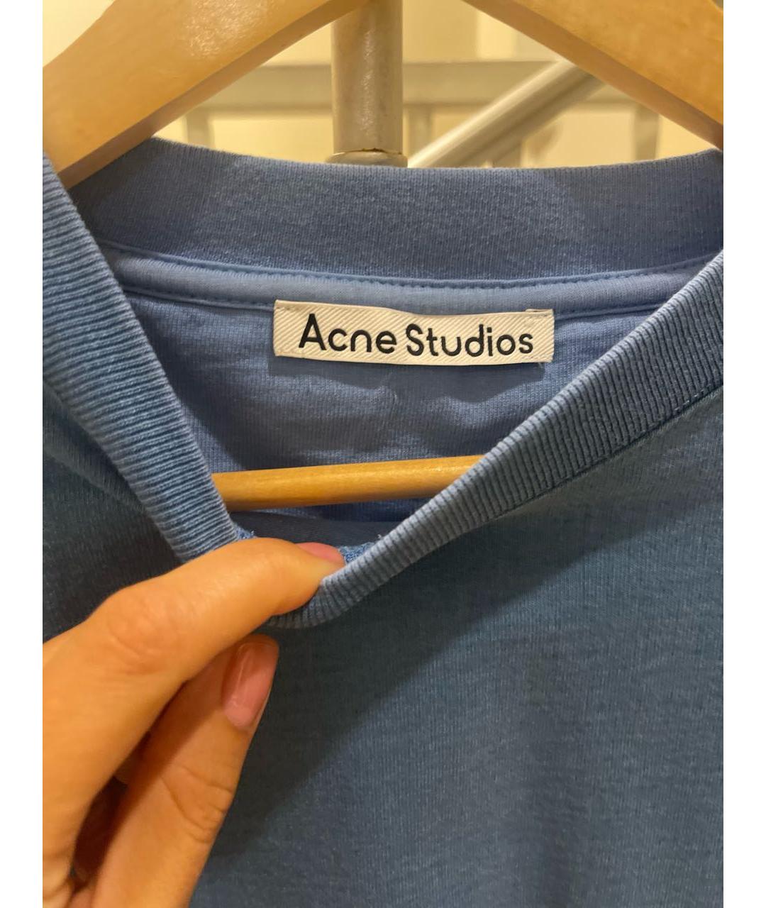 ACNE STUDIOS Синяя хлопковая футболка, фото 2