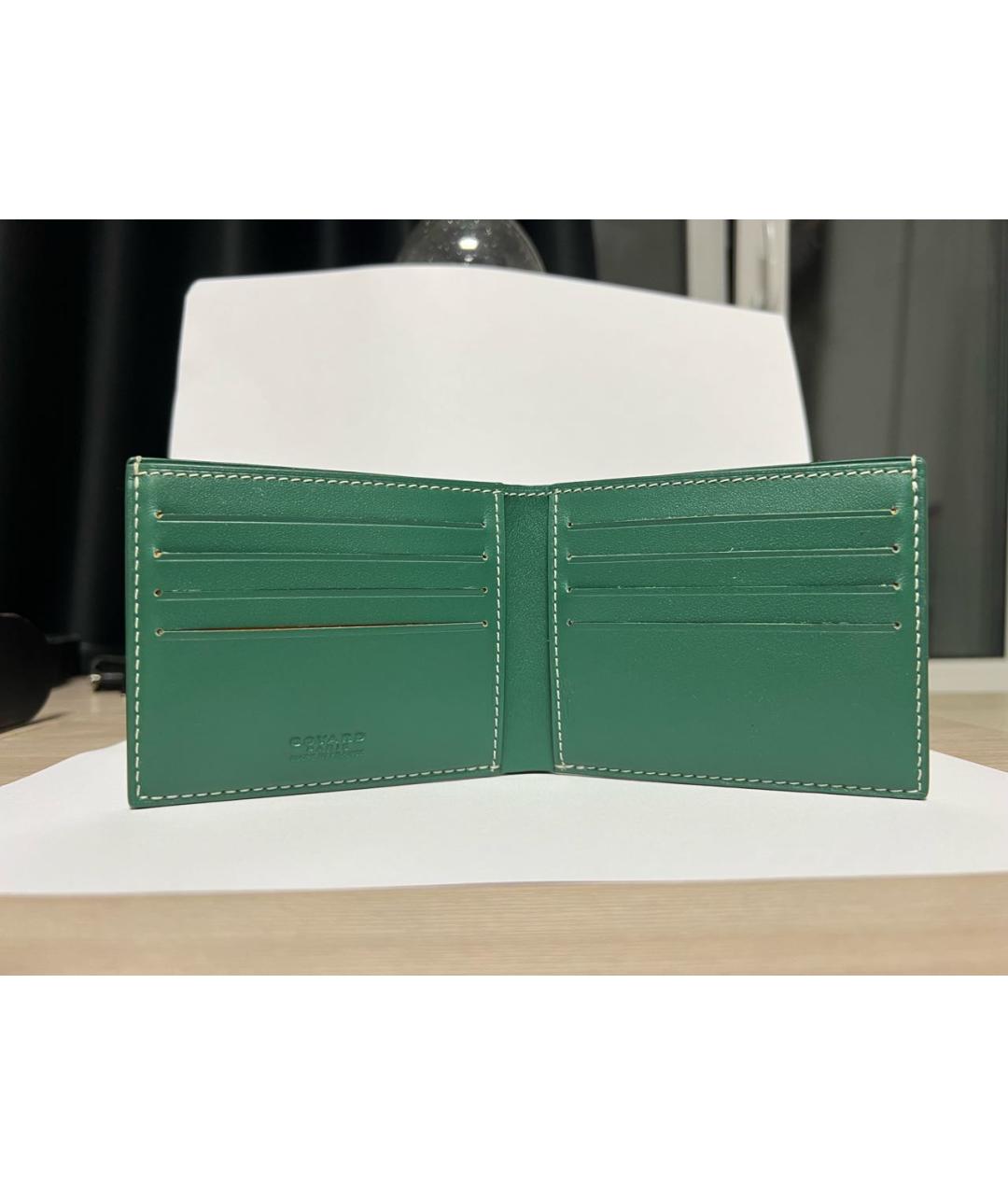 GOYARD Зеленый кожаный кошелек, фото 4
