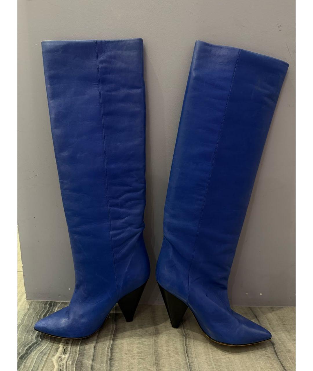 ISABEL MARANT Синие кожаные сапоги, фото 2