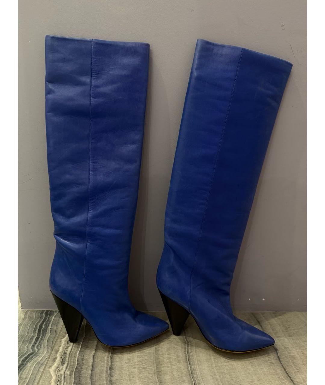 ISABEL MARANT Синие кожаные сапоги, фото 4