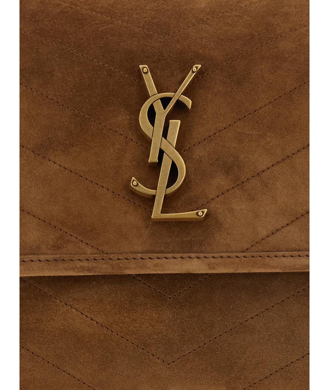 SAINT LAURENT Коричневая замшевая сумка через плечо, фото 3