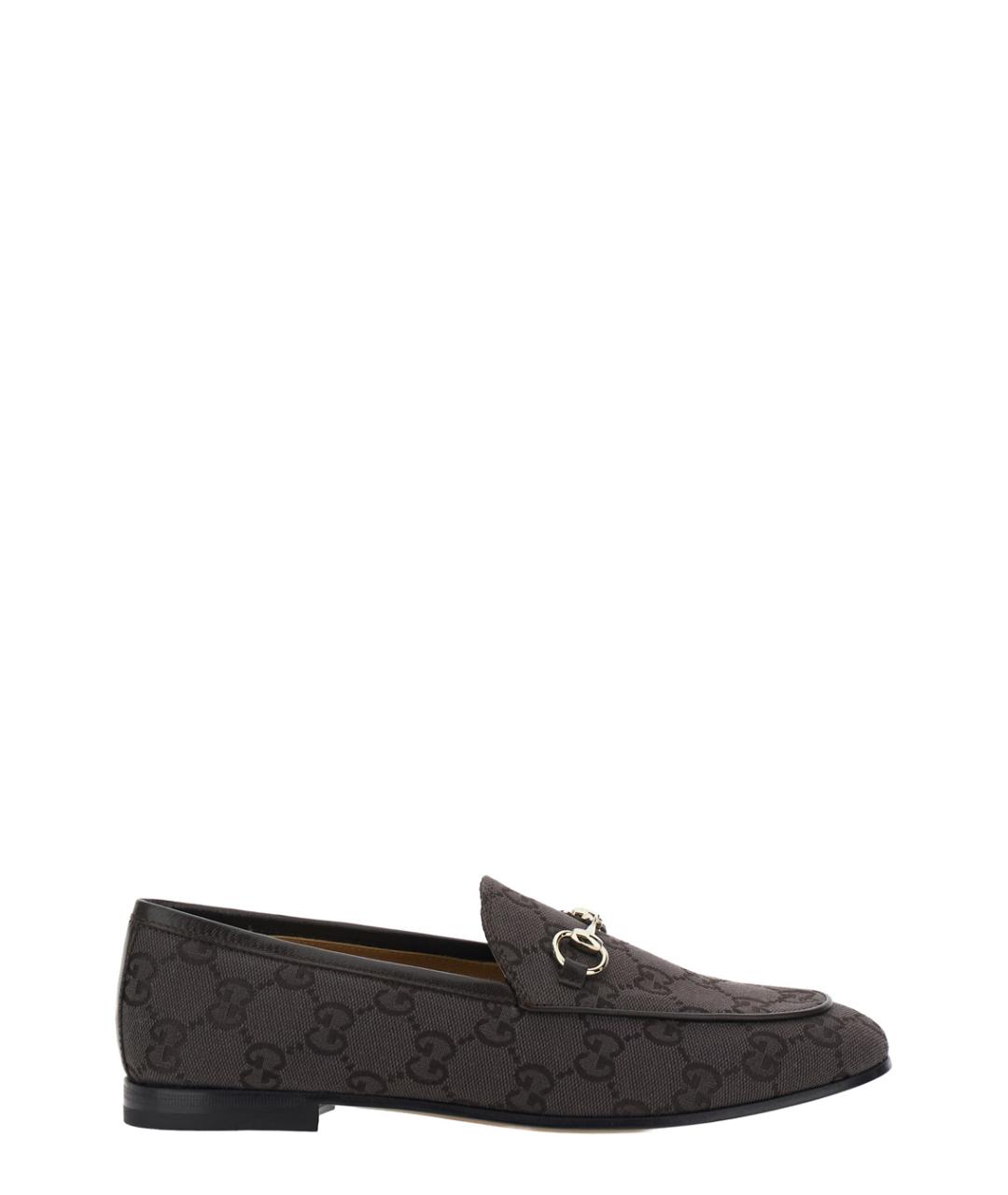 GUCCI Коричневые текстильные лоферы, фото 1