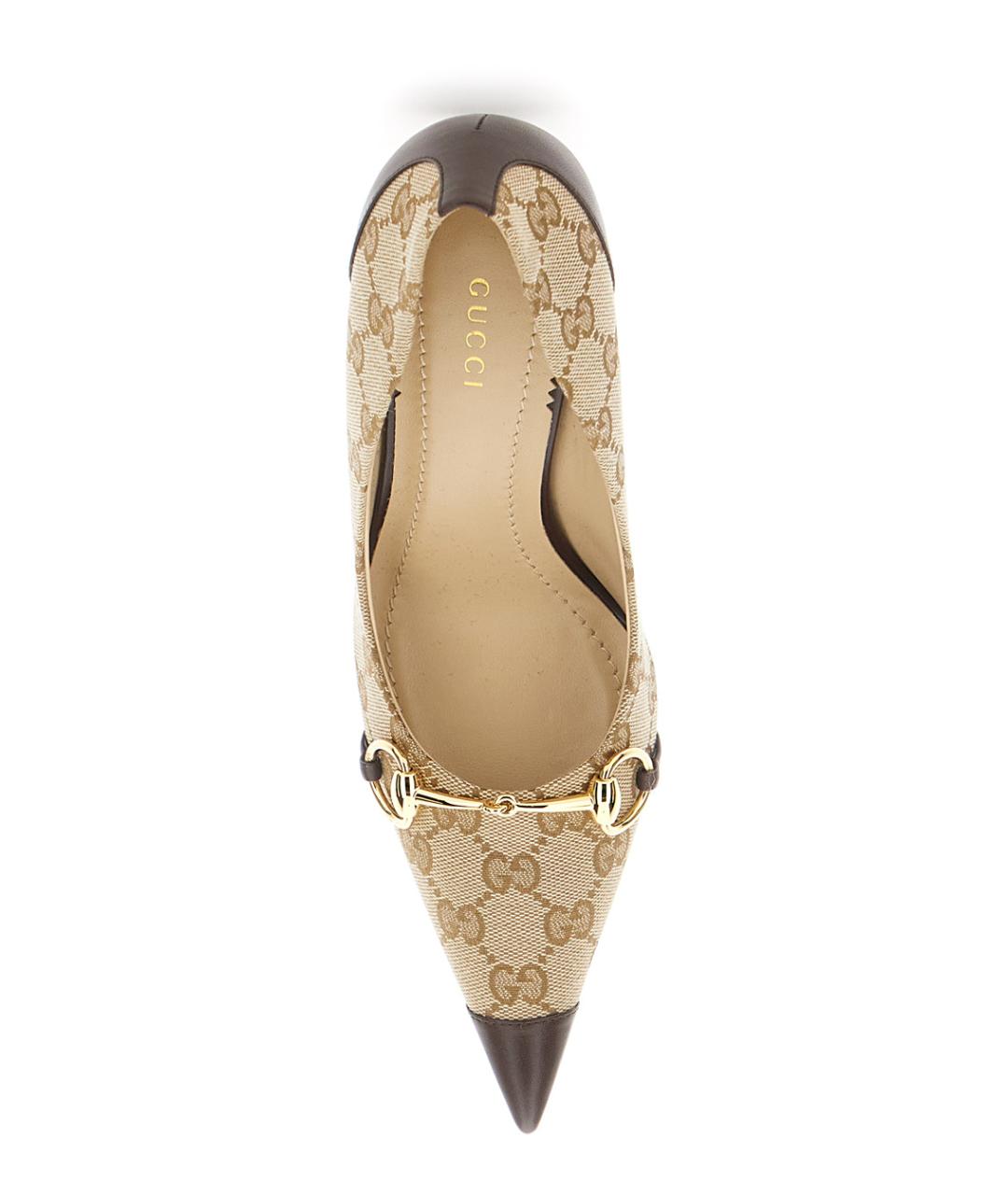 GUCCI Бежевые текстильные туфли, фото 4