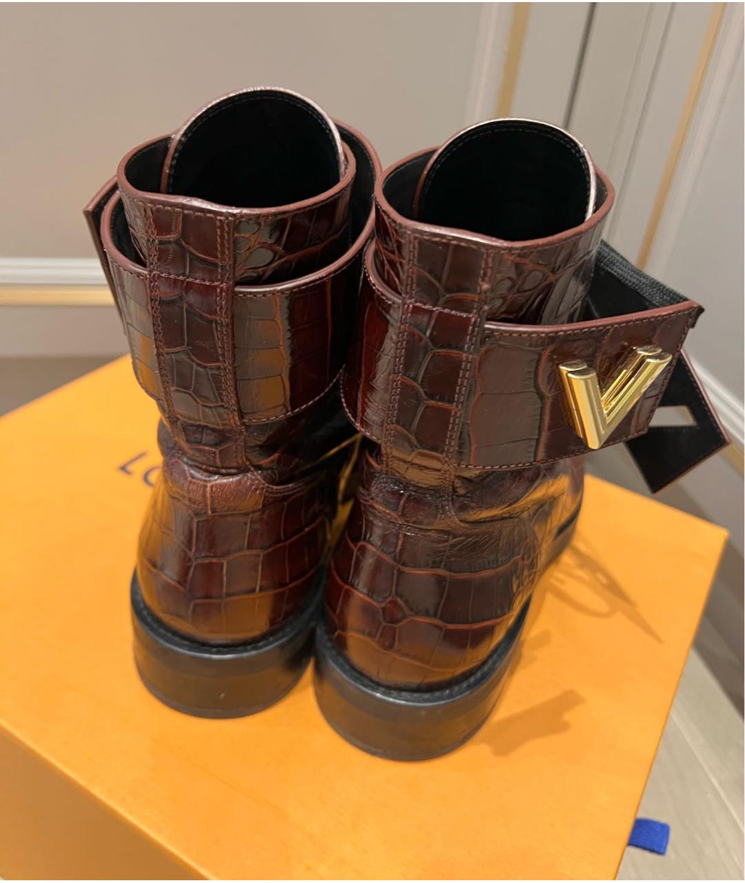 LOUIS VUITTON PRE-OWNED Бордовые кожаные ботинки, фото 4
