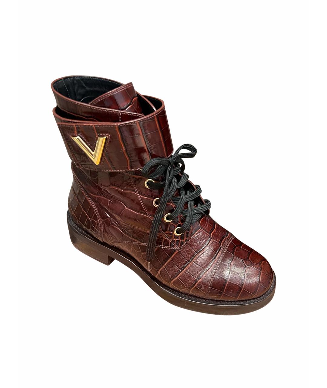 LOUIS VUITTON PRE-OWNED Бордовые кожаные ботинки, фото 1