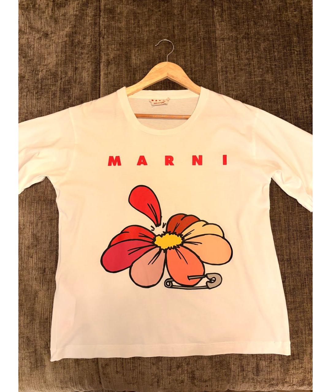 MARNI Белая хлопковая футболка, фото 2